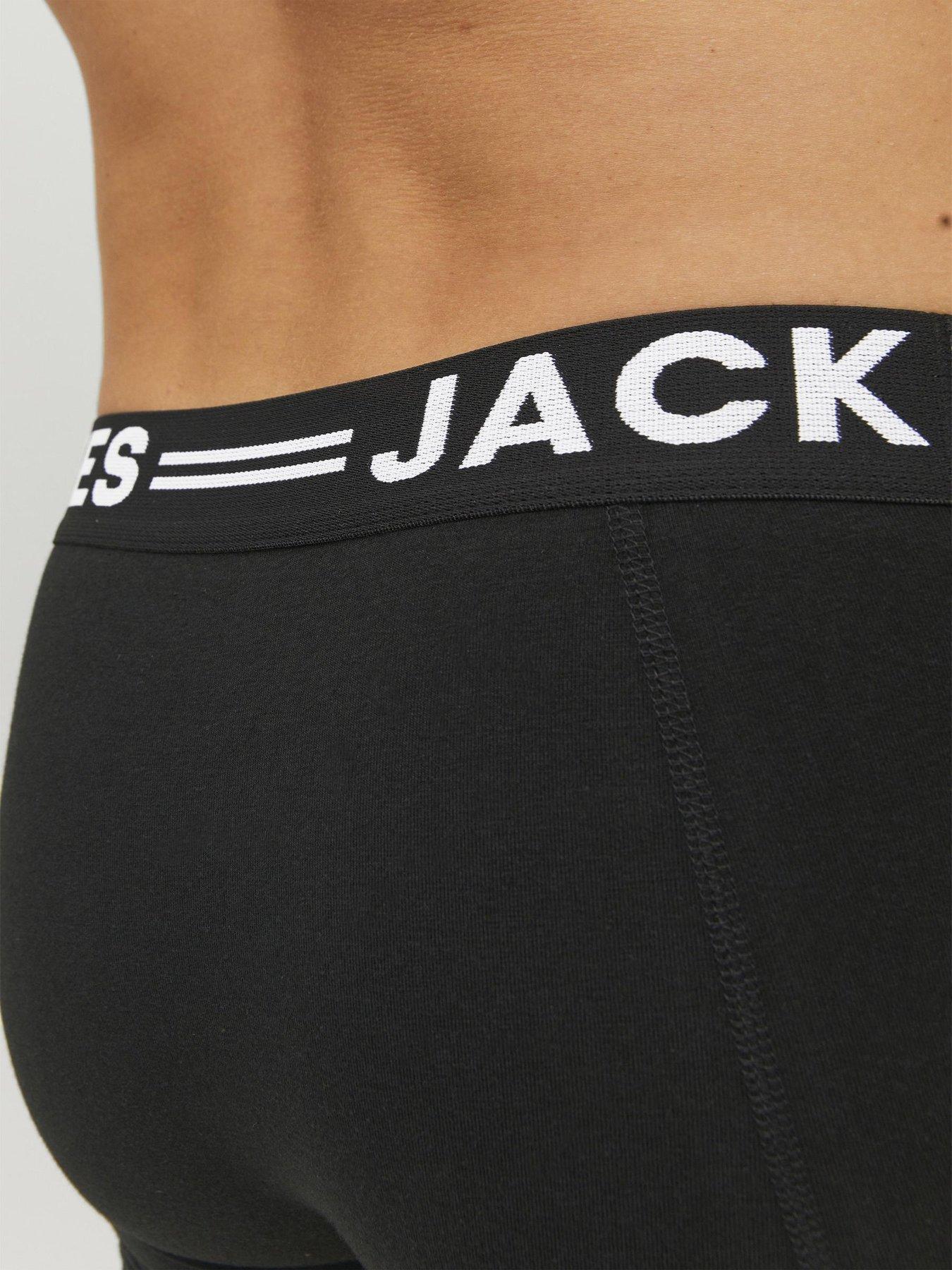 Image 3 of 3 of Jack & Jones Jack &amp; Jones 3-Pack Logo Waistband Trunks - Black