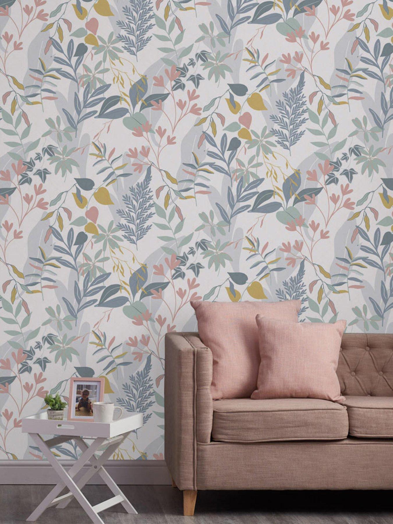 Fresco Inky Leaf Wallpaper - Indigo and Ochre