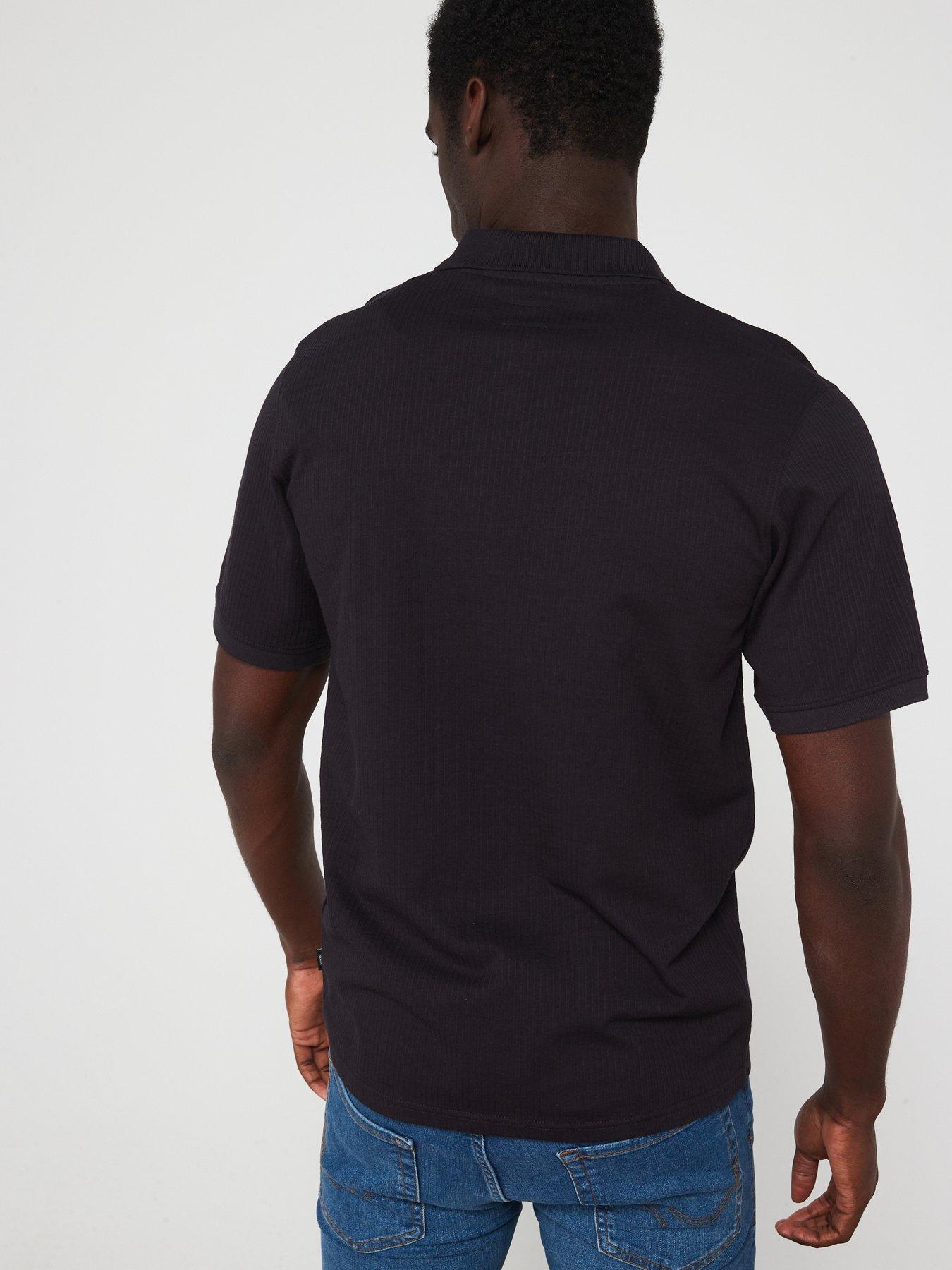 jack-jones-jack-amp-jones-premium-textured-open-collar-polo-shirt-black-onyxstillFront