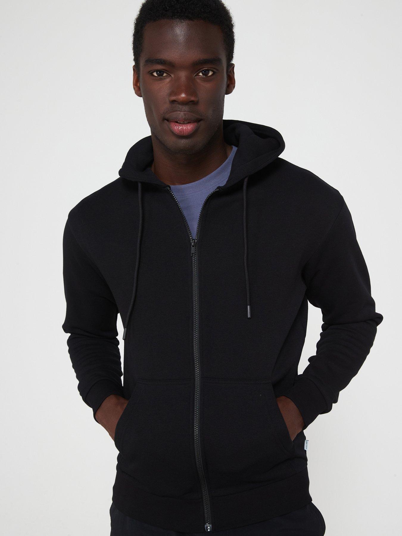 Jack & Jones Relaxed Fit Zip Hoodie - Black