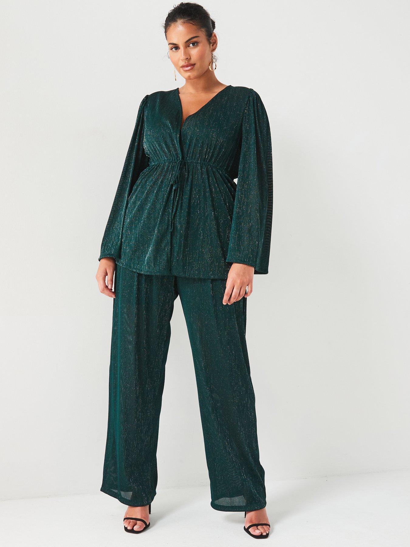 v-by-very-curve-lurex-plisse-tie-top-co-ord-greendetail