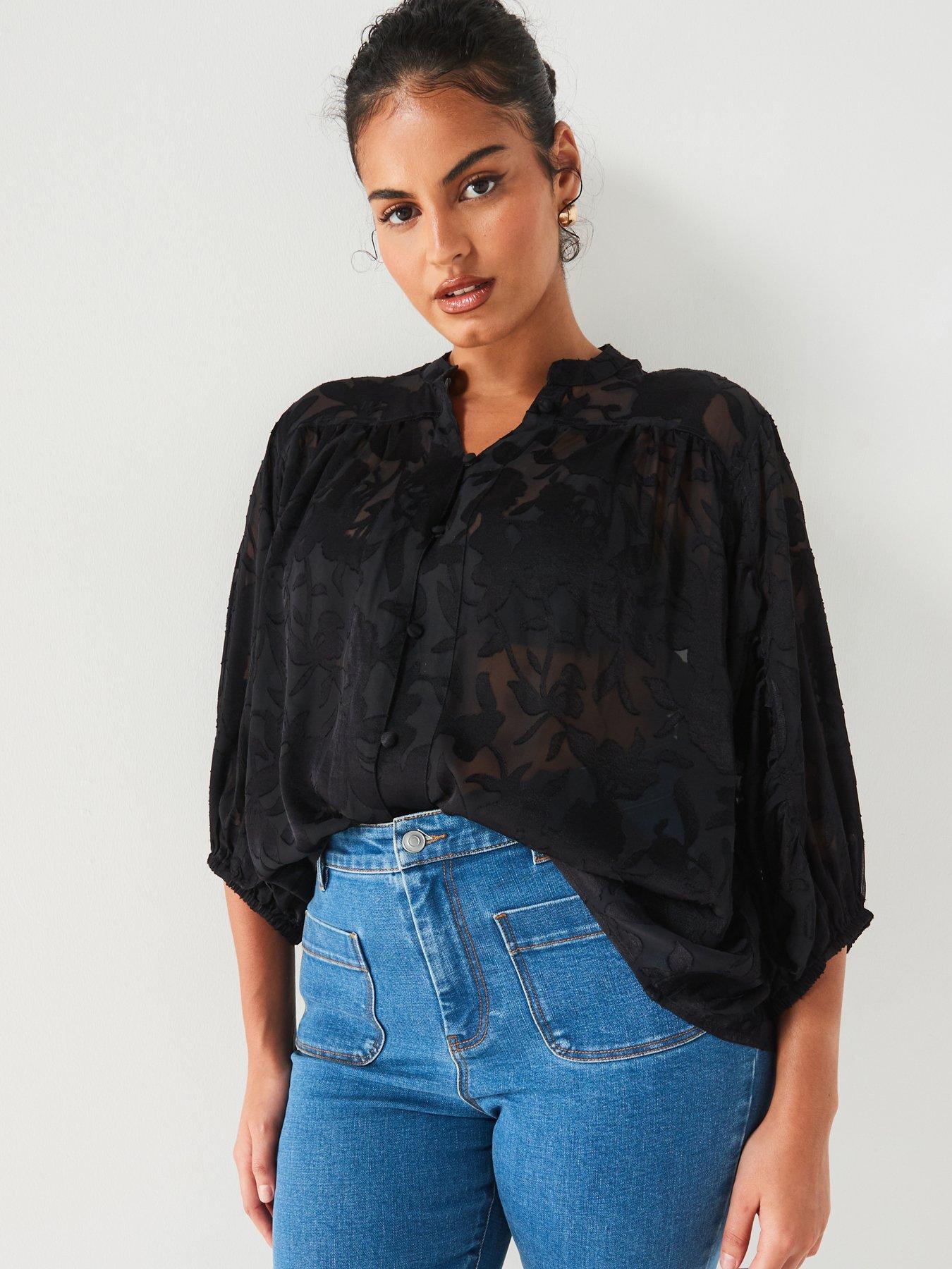 v-by-very-curve-floral-jacquard-blouse-black