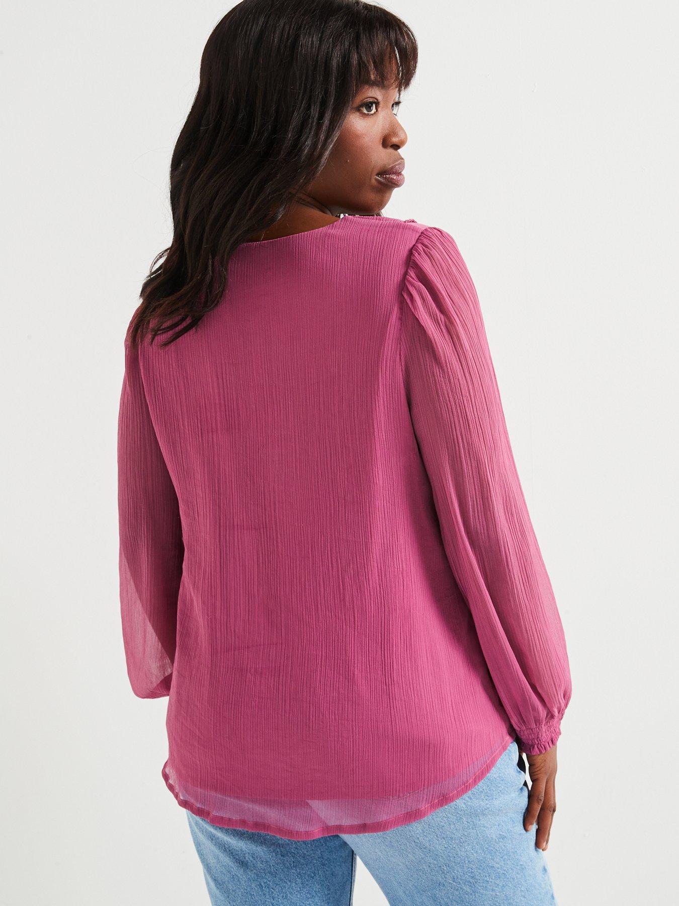 v-by-very-curve-frill-detail-blouse-pinkstillFront