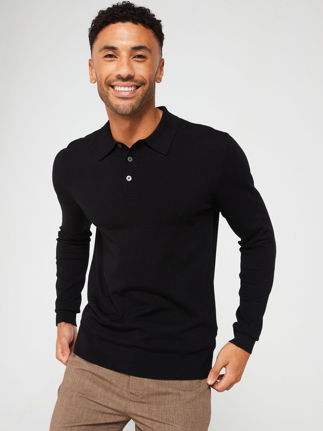 jack-jones-premium-long-sleeve-knitted-polo-shirt-black