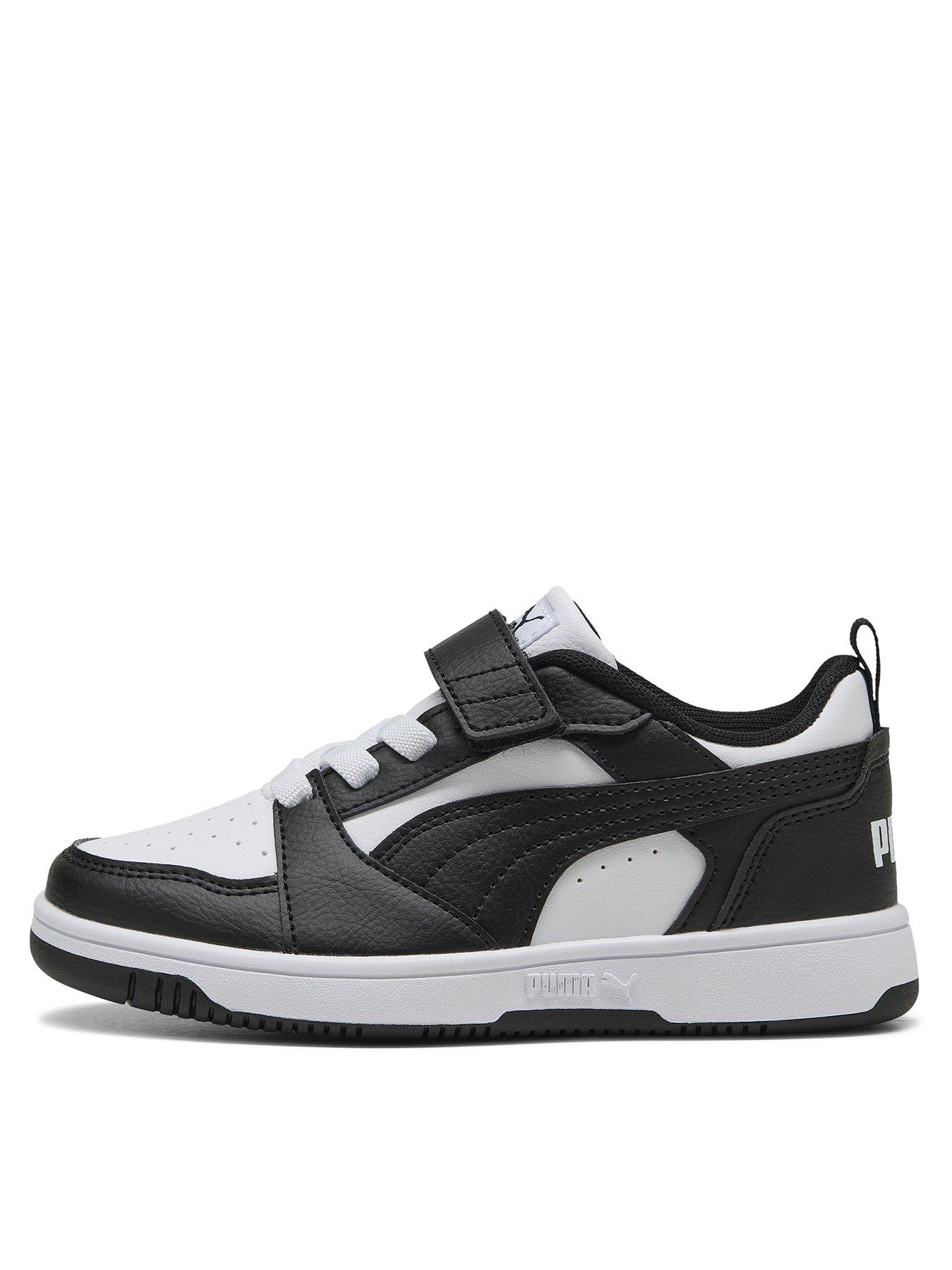 puma-kids-unisex-rebound-v6-lo-velcro-trainers-whiteblack