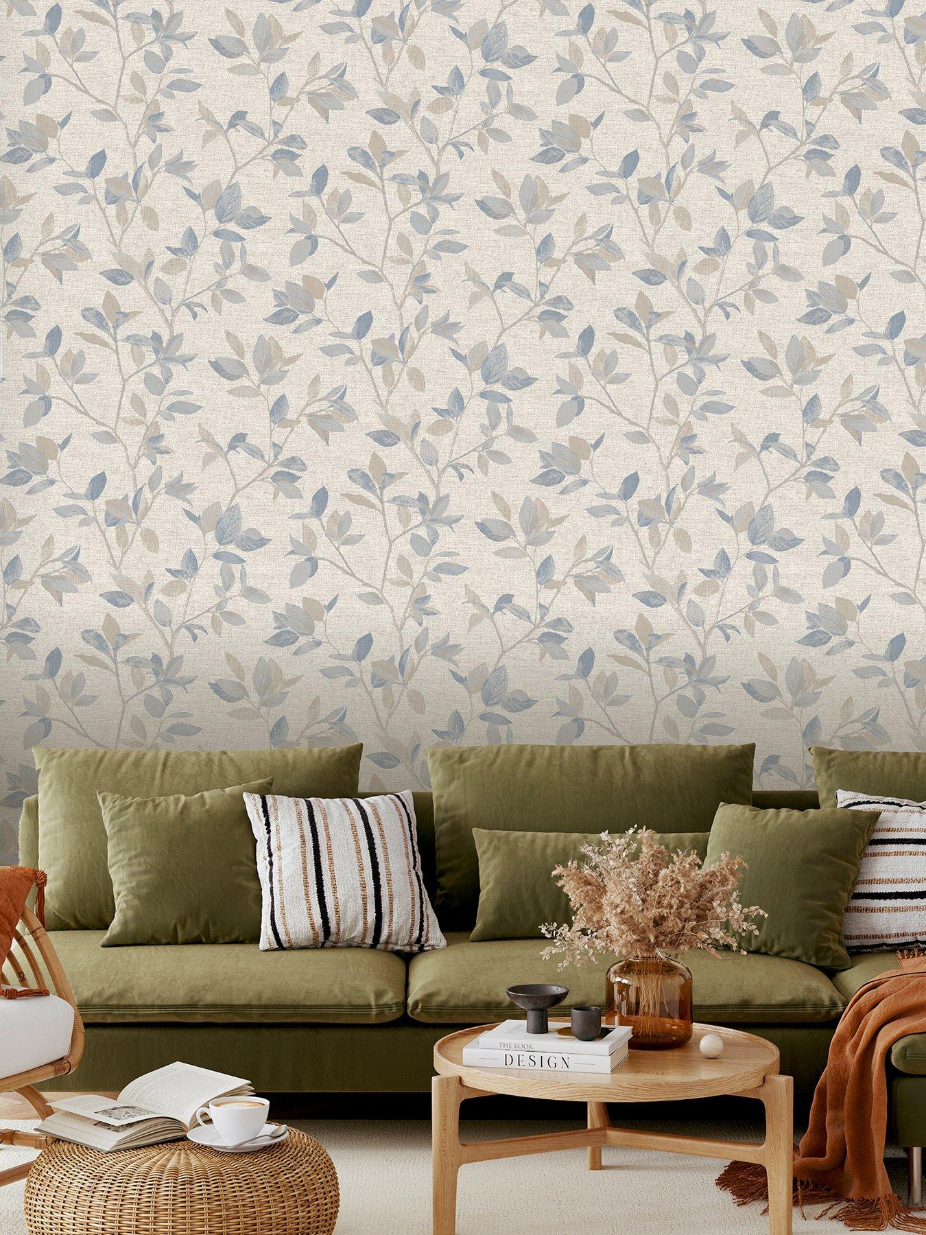 undefined Silver Birch Blue Grey Wallpaper