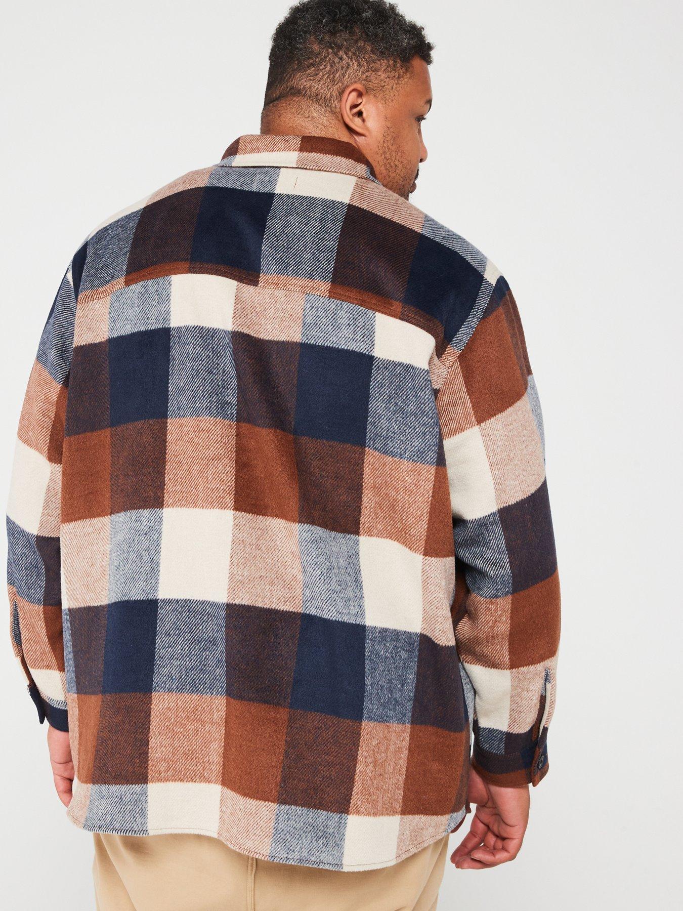 Image 2 of 5 of Jack & Jones Plus Ollie Check Overshirt - Multi - Navy Blazer