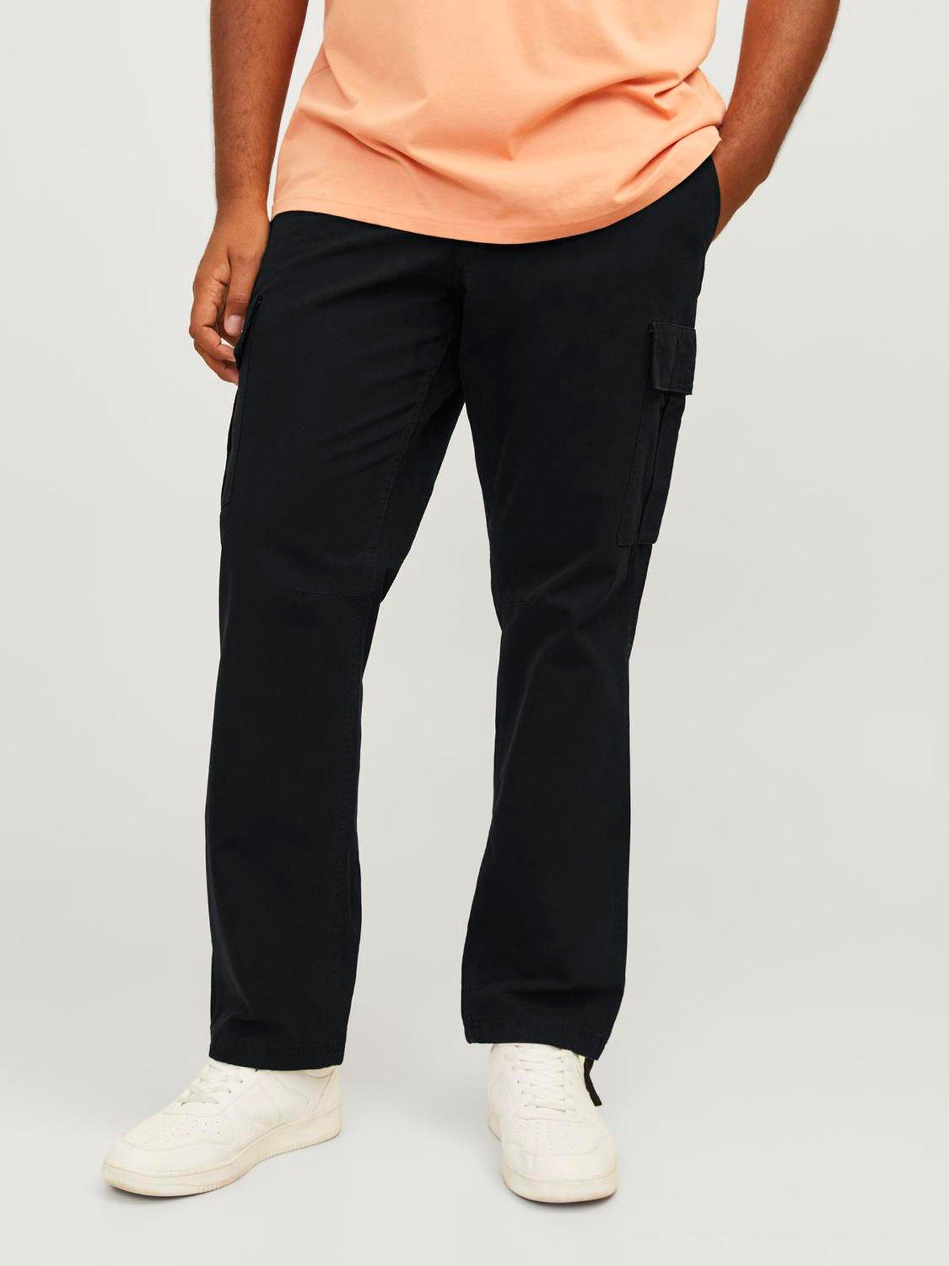 Jack & Jones Plus Kane Barkley Relaxed Fit Cargo Trousers - Black