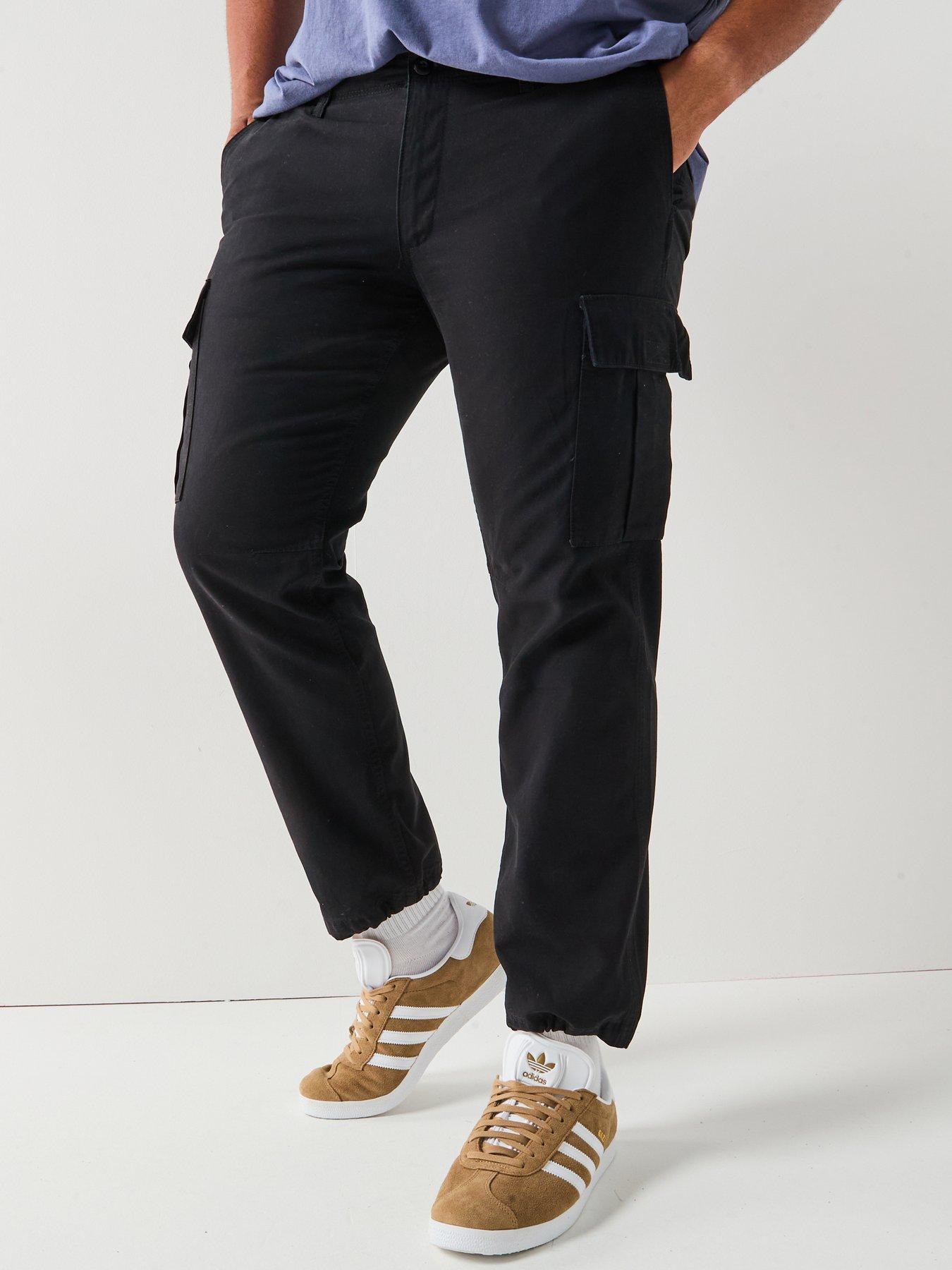 Jack & Jones Plus Kane Barkley Relaxed Fit Cargo Trousers - Black