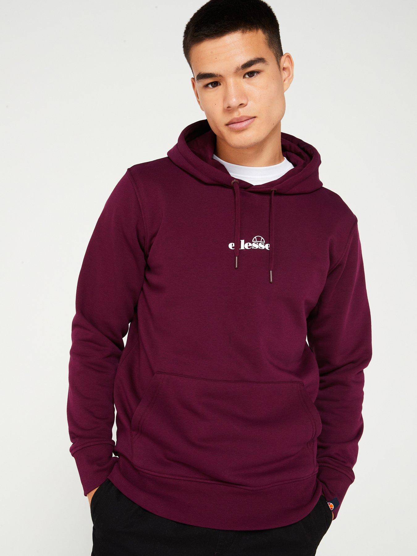 ellesse-mens-pershuta-overhead-hoodie-burgundy-red