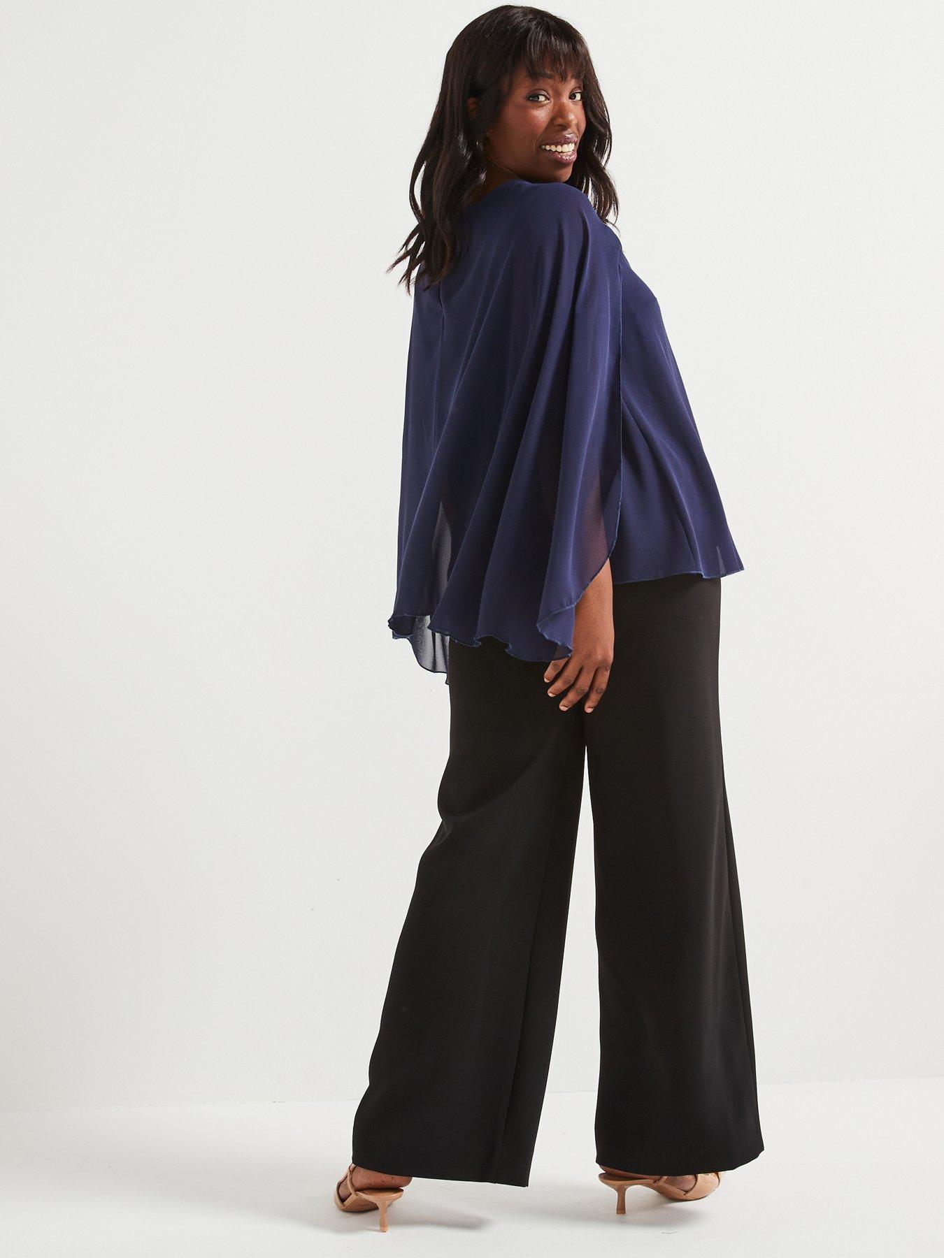 v-by-very-curve-cape-sleeve-blouse-bluestillFront