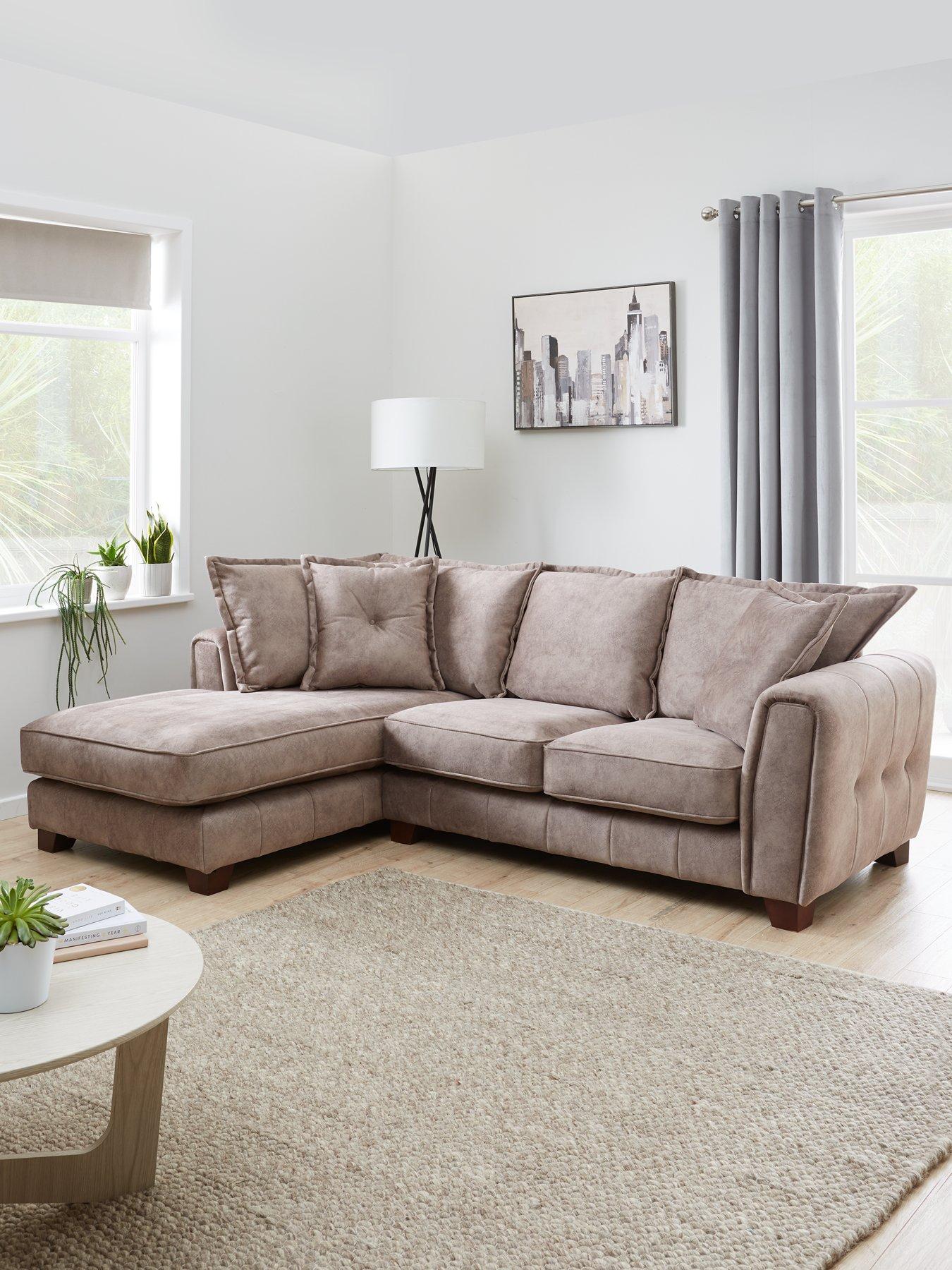 Very Home Avanti Left Hand Fabric Corner Chaise - Chocolate - FSC Certified