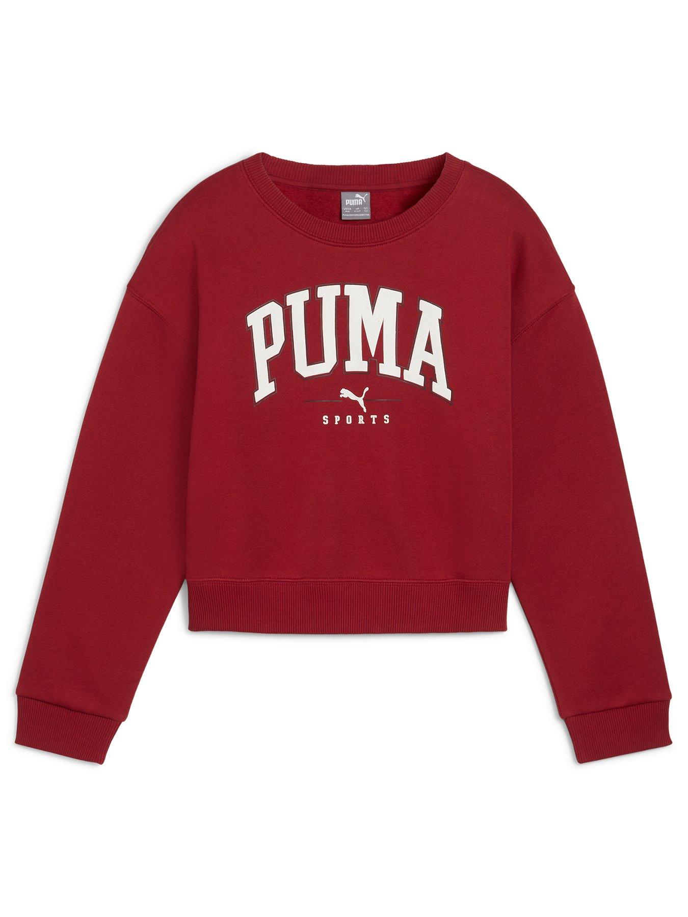 puma-older-girls-fleece-crew-sweatshirt-red