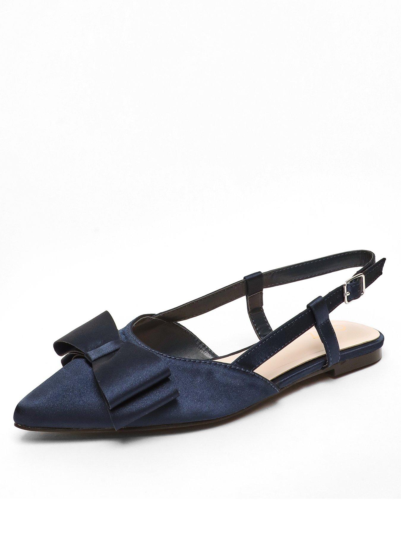 quiz-navy-satin-bow-slingback-flat-pumpsstillFront