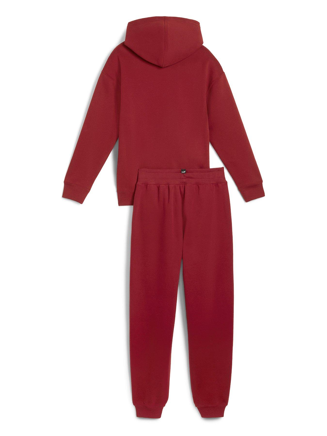 puma-girls-fleece-loungewear-suit-redback