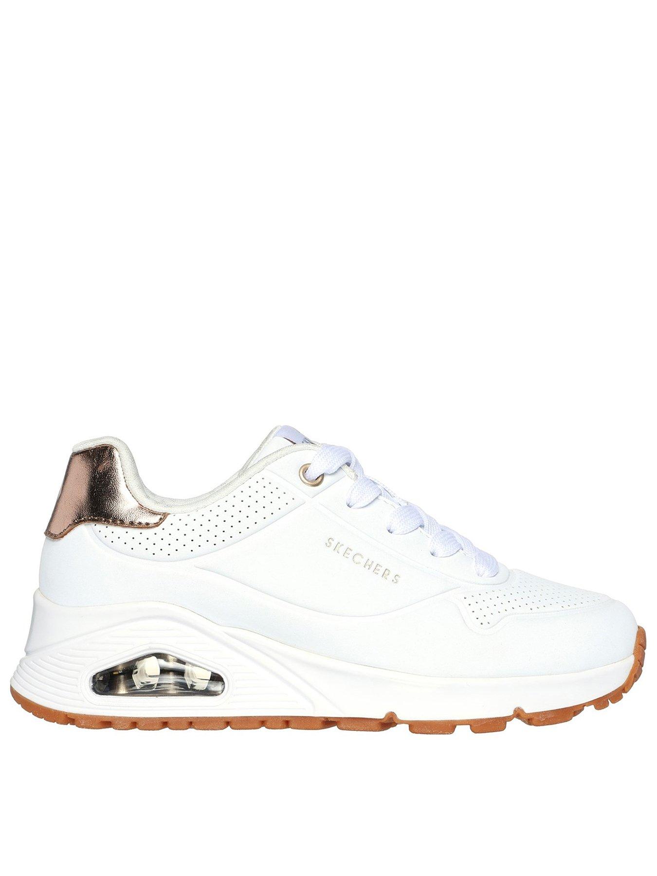 Image of Skechers Girls Uno Gen1 Shimmer Away Memory Foam Trainer - White