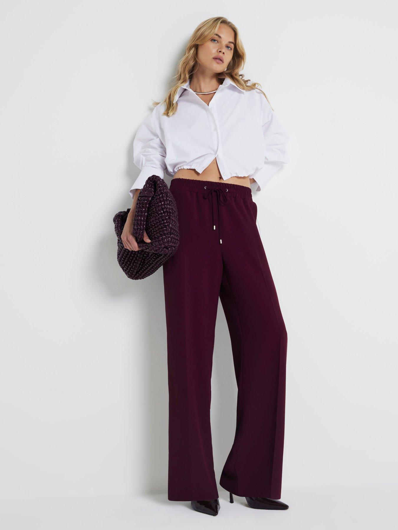 river-island-wide-leg-jogger-detail-trouser-dark-red