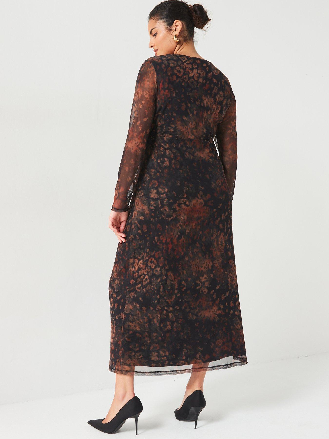 v-by-very-curve-mesh-twist-midi-dress-printstillFront