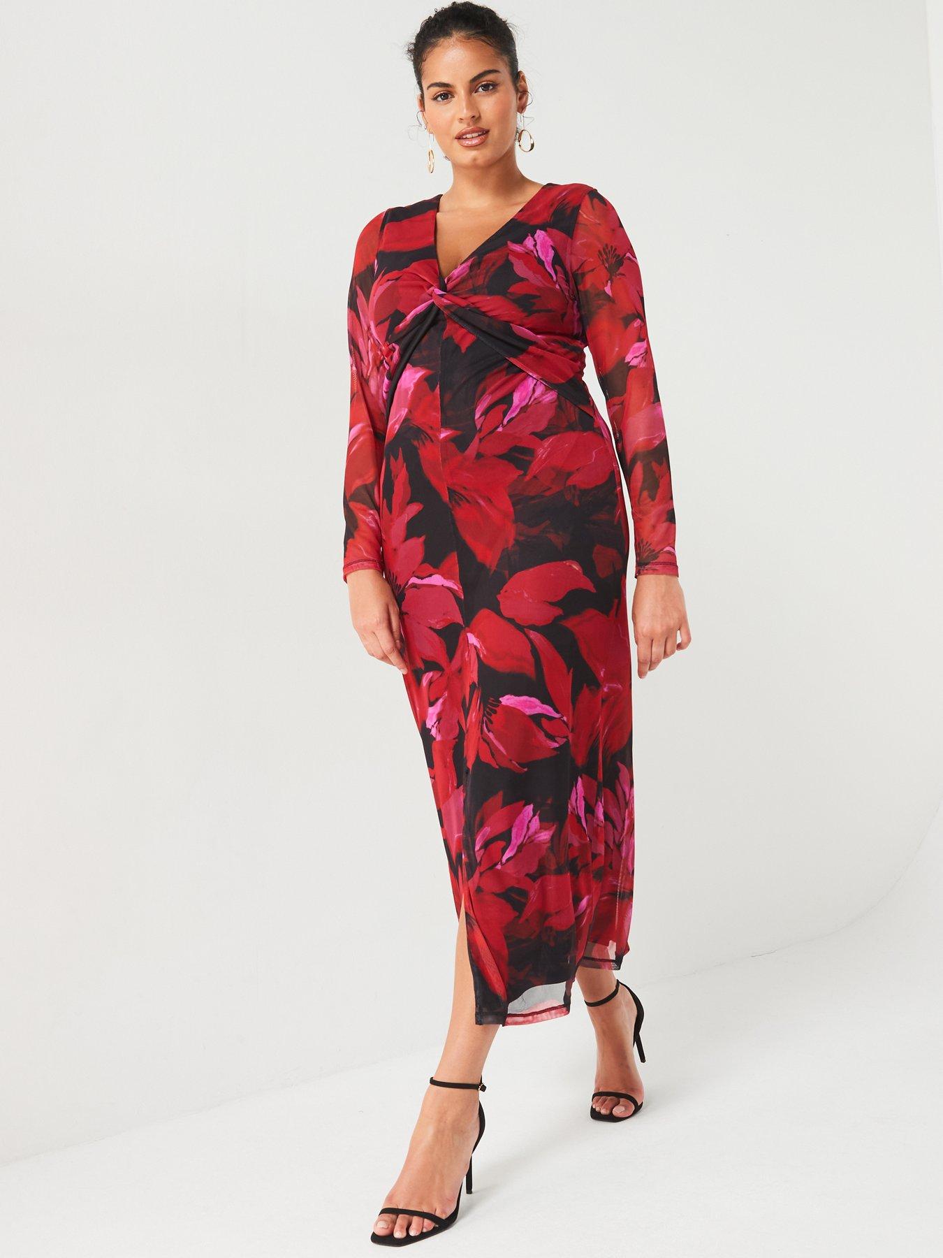 v-by-very-curve-mesh-twist-midi-dress-printback