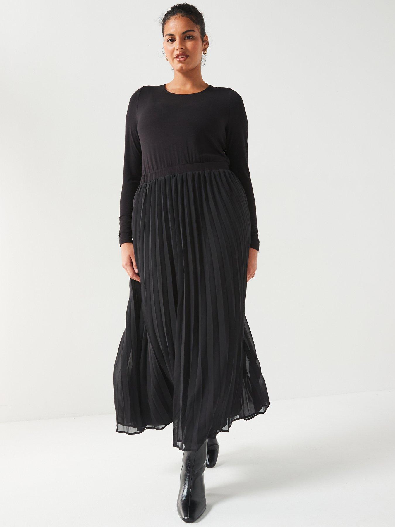 v-by-very-curve-2-in-1-pleated-midi-dress-blackstillFront