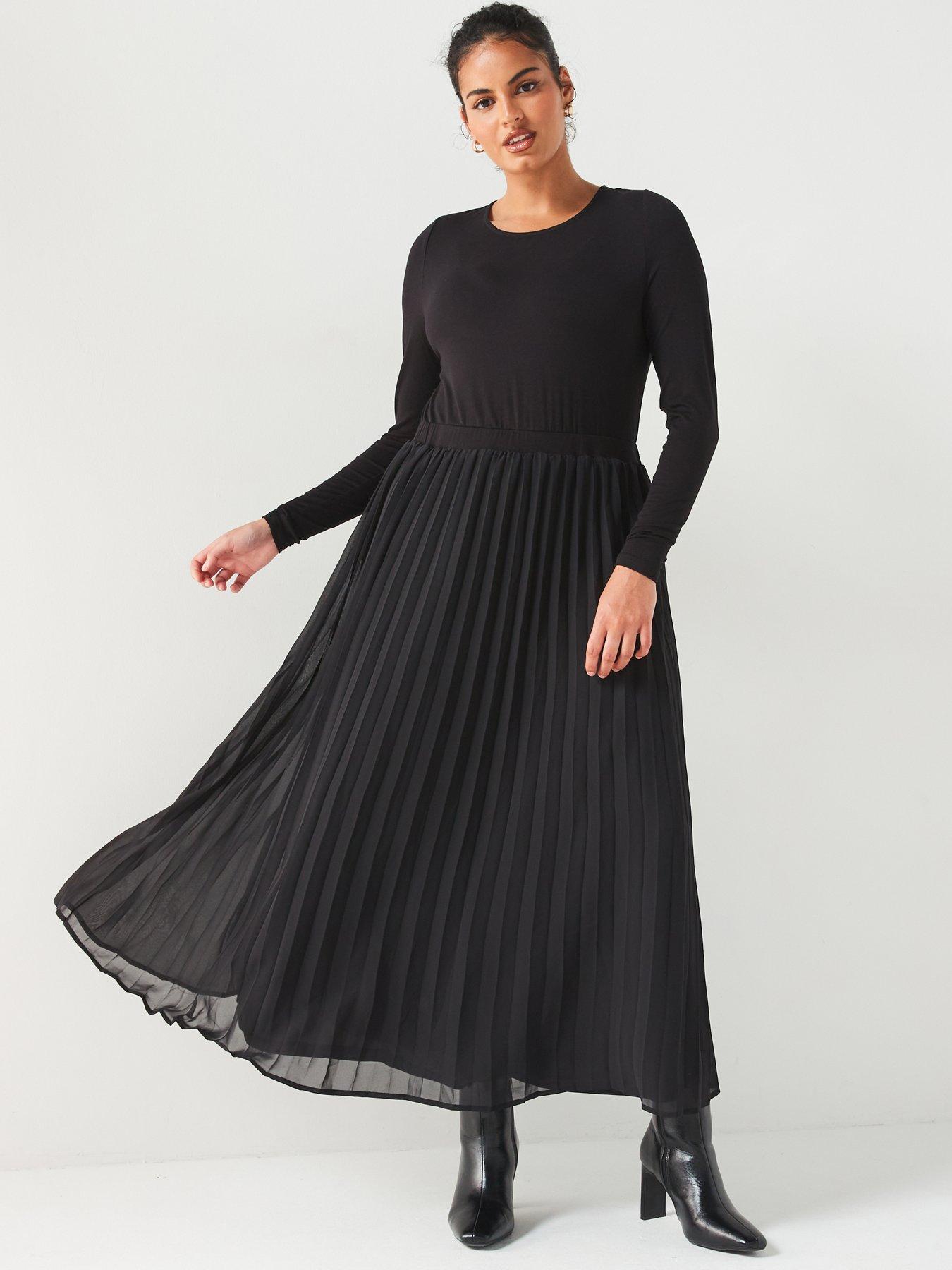 v-by-very-curve-2-in-1-pleated-midi-dress-blackback