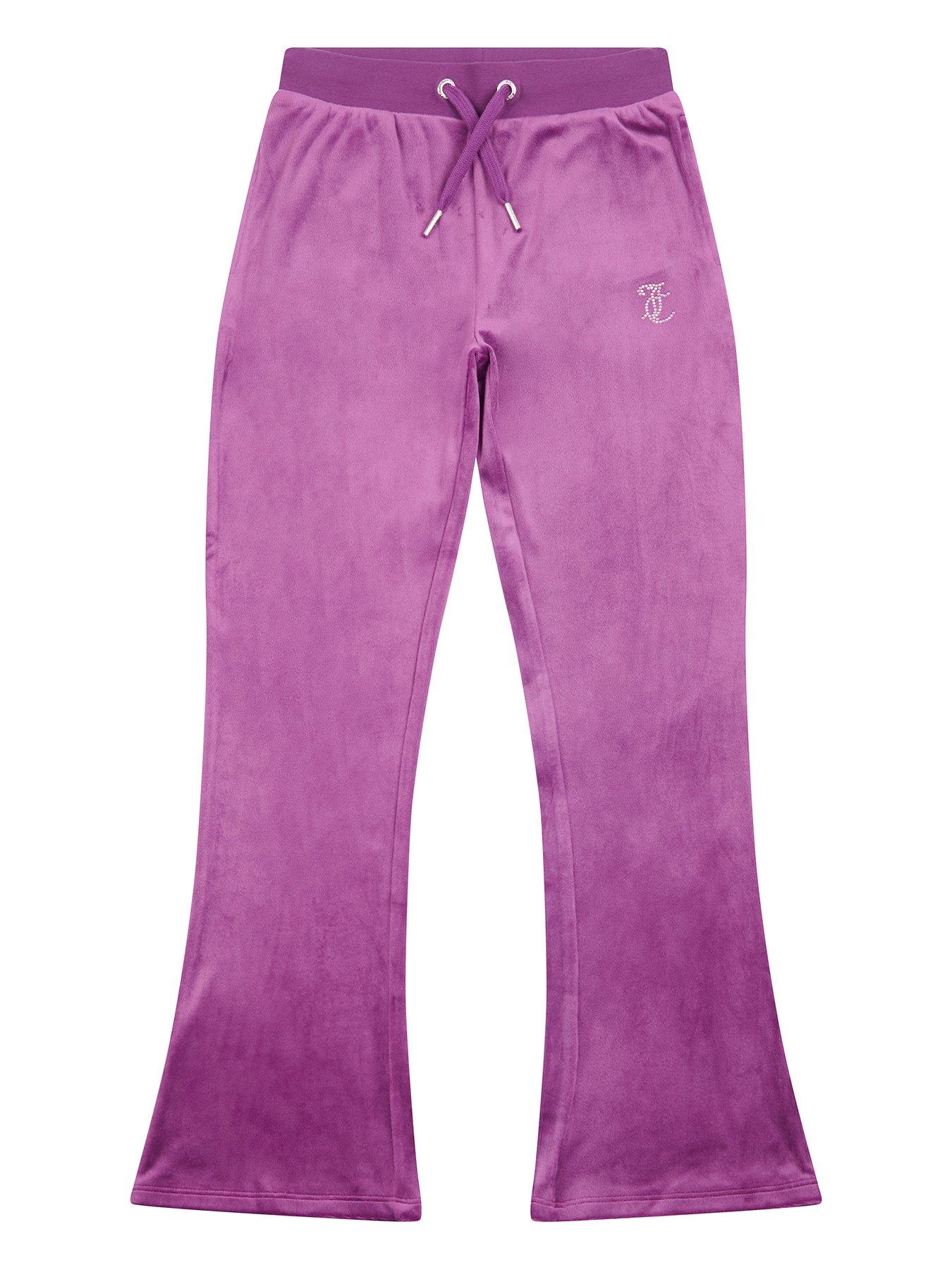 Juicy Couture Girls Diamante Velour Bootcut Joggers - Purple