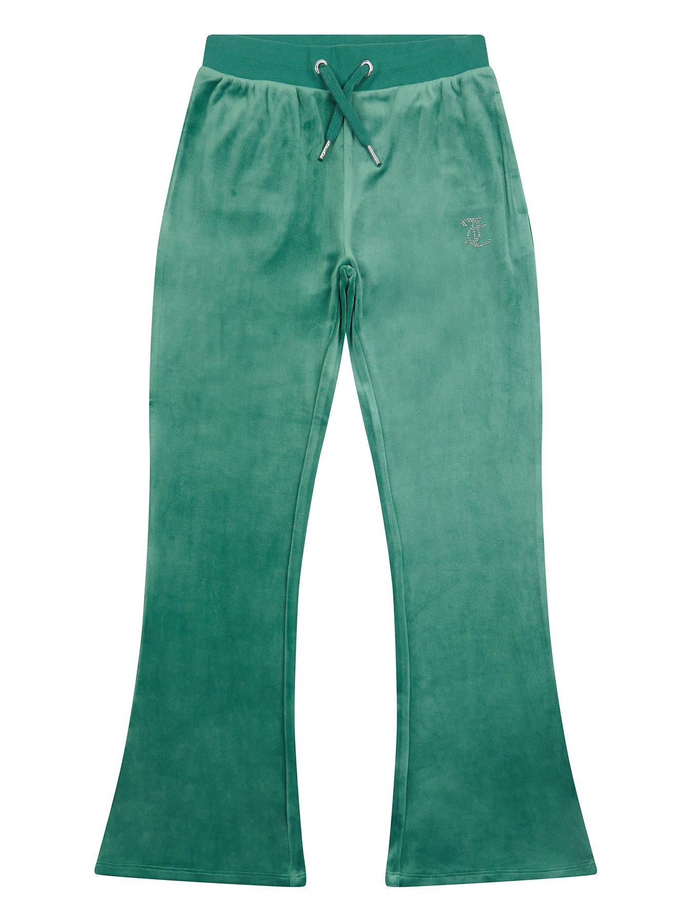 juicy-couture-girls-diamante-velour-bootcut-jogger-green