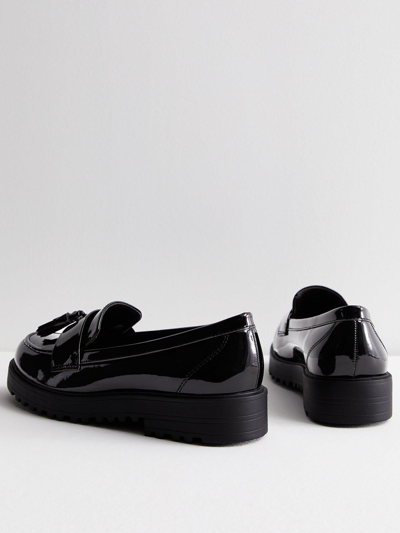 new-look-wide-fit-patent-chunky-tassel-loafers-blackback