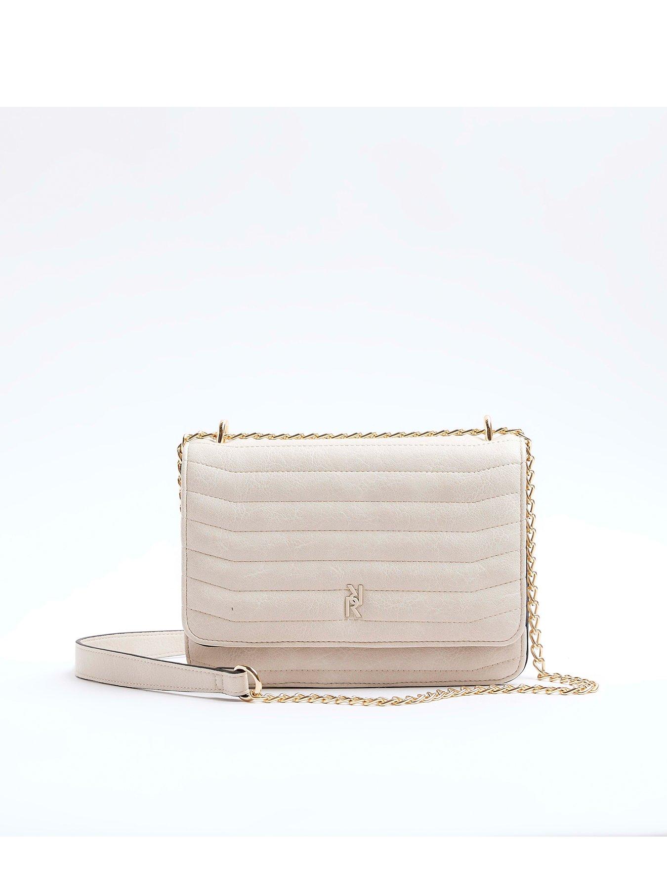 Quilted Chain Detail Shoulder Bag Cream