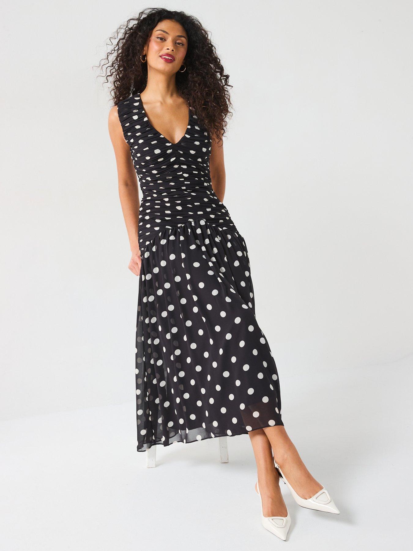 v-by-very-ruched-drop-hem-midi-dress-spot-spot-printback