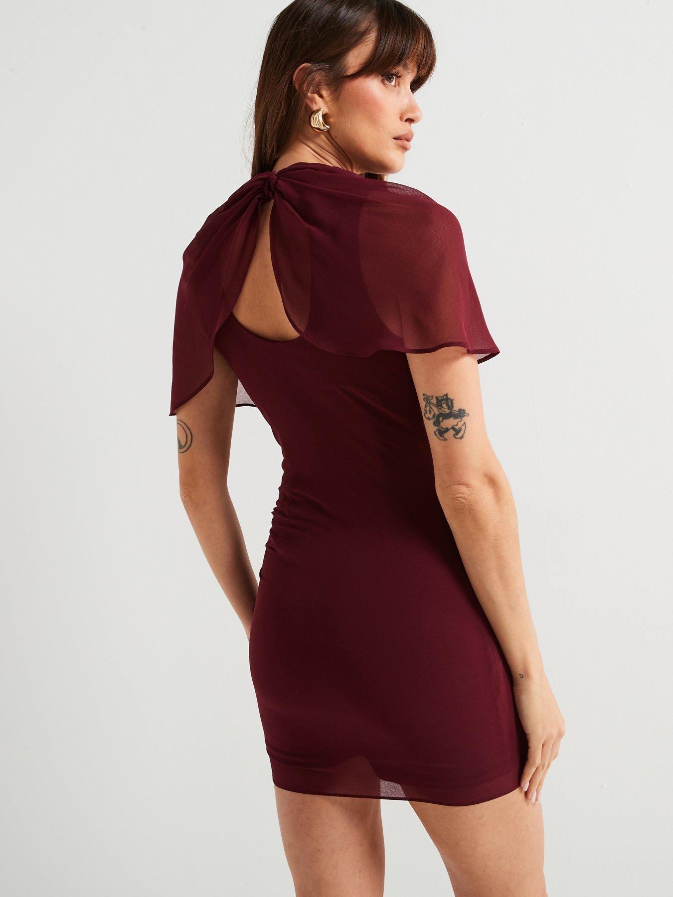 v-by-very-ruched-drape-mini-dress-winestillFront