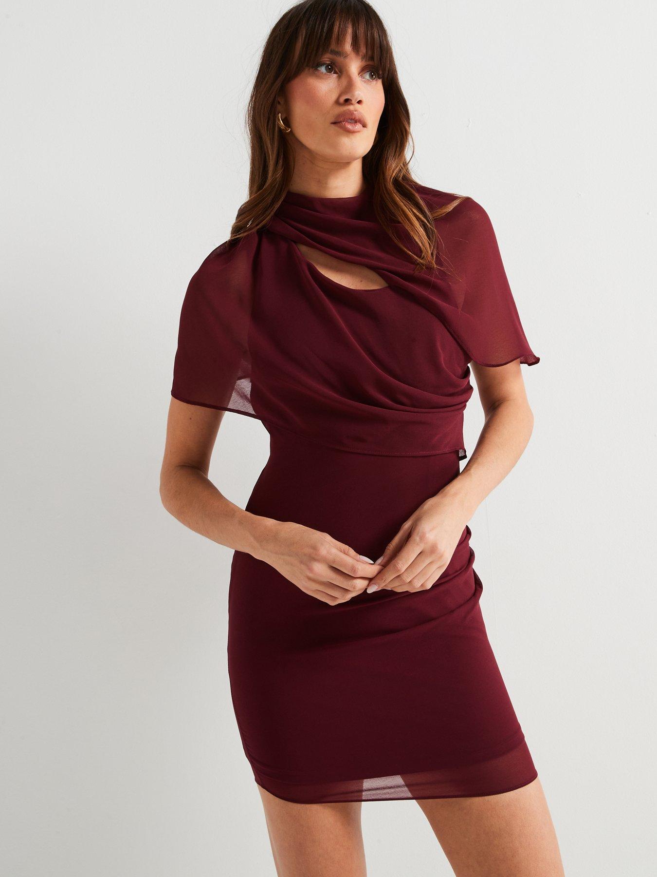 v-by-very-ruched-drape-mini-dress-winedetail