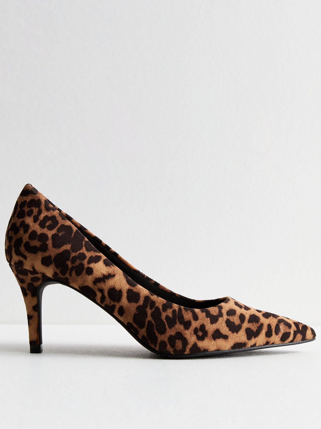 Brown Leopard Stiletto Heel Court Shoes Print