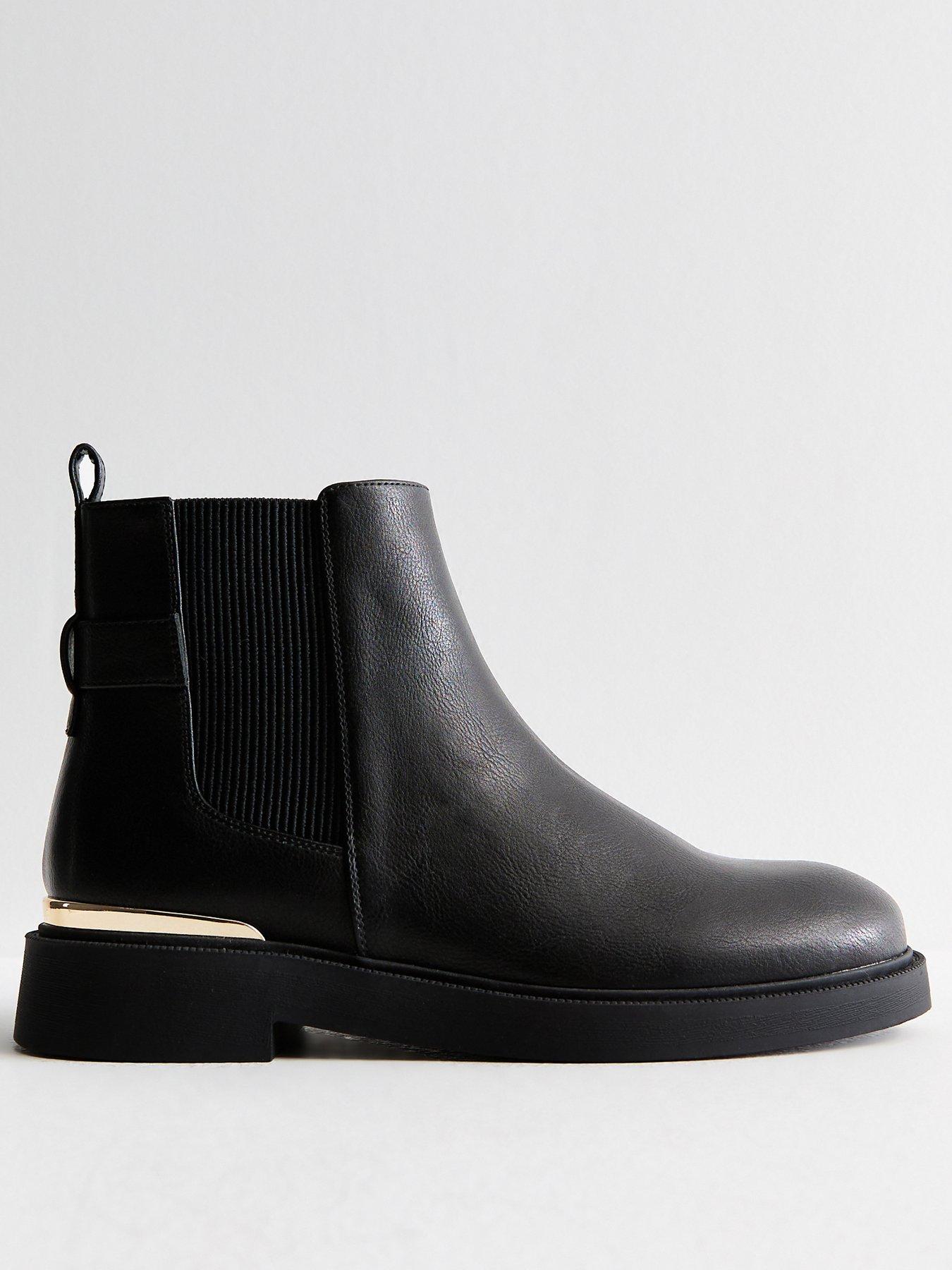 new-look-wide-fit-leather-look-metal-trim-chelsea-boots-black