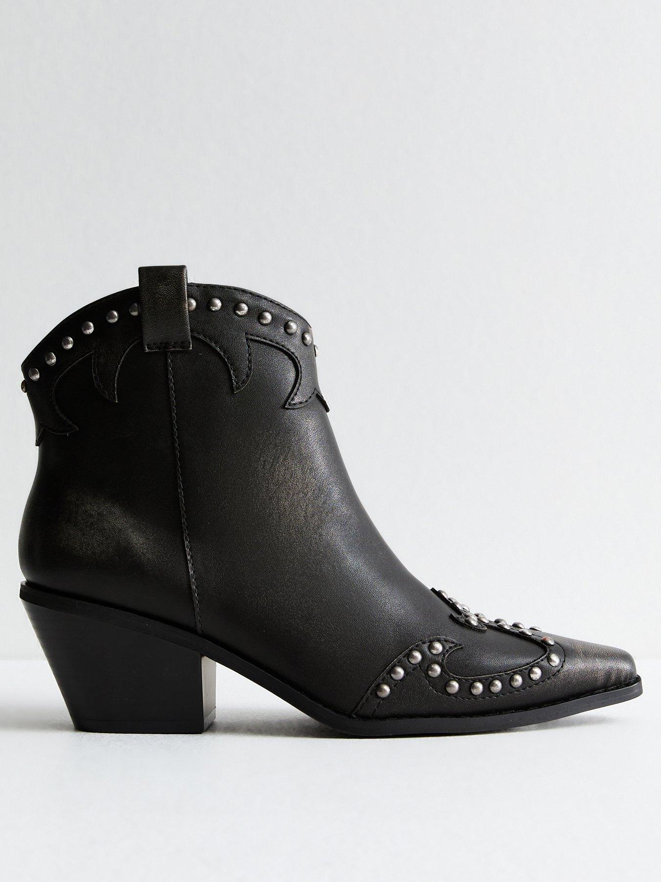 new-look-faux-leather-studded-cowboy-boots-black