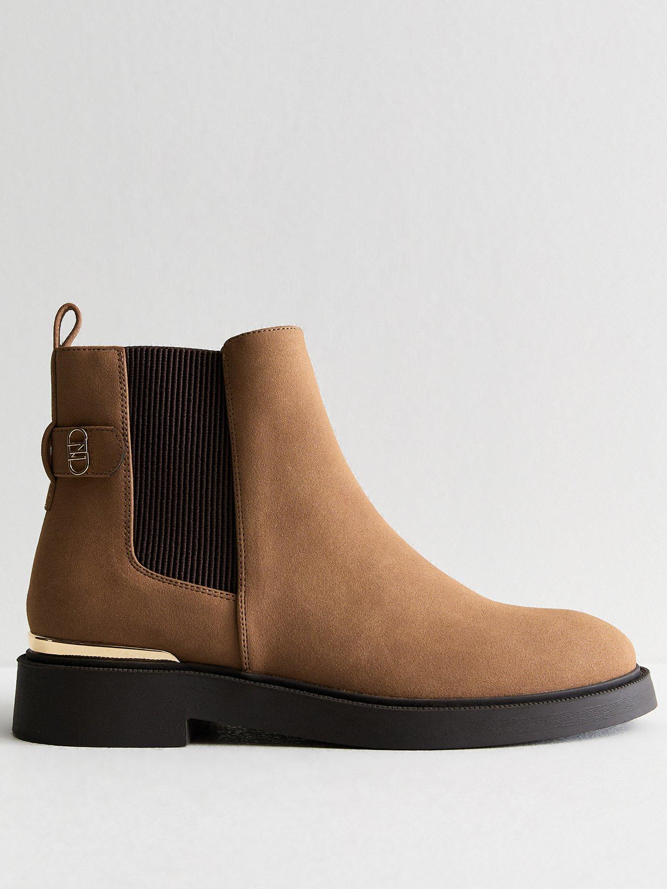 new-look-tan-suedette-chelsea-boots