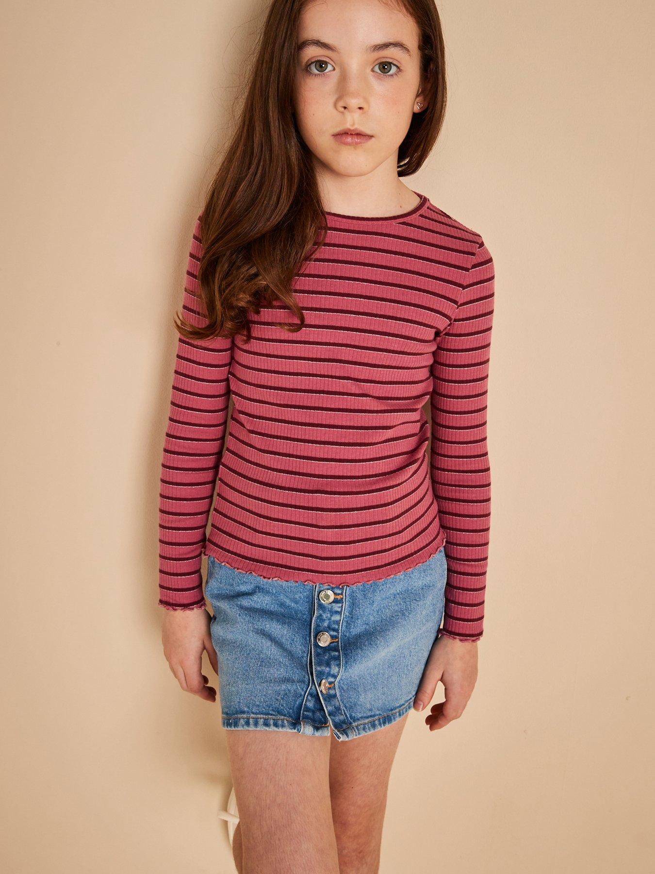 mango-girls-striped-rib-long-sleeve-tshirt-pinkfront