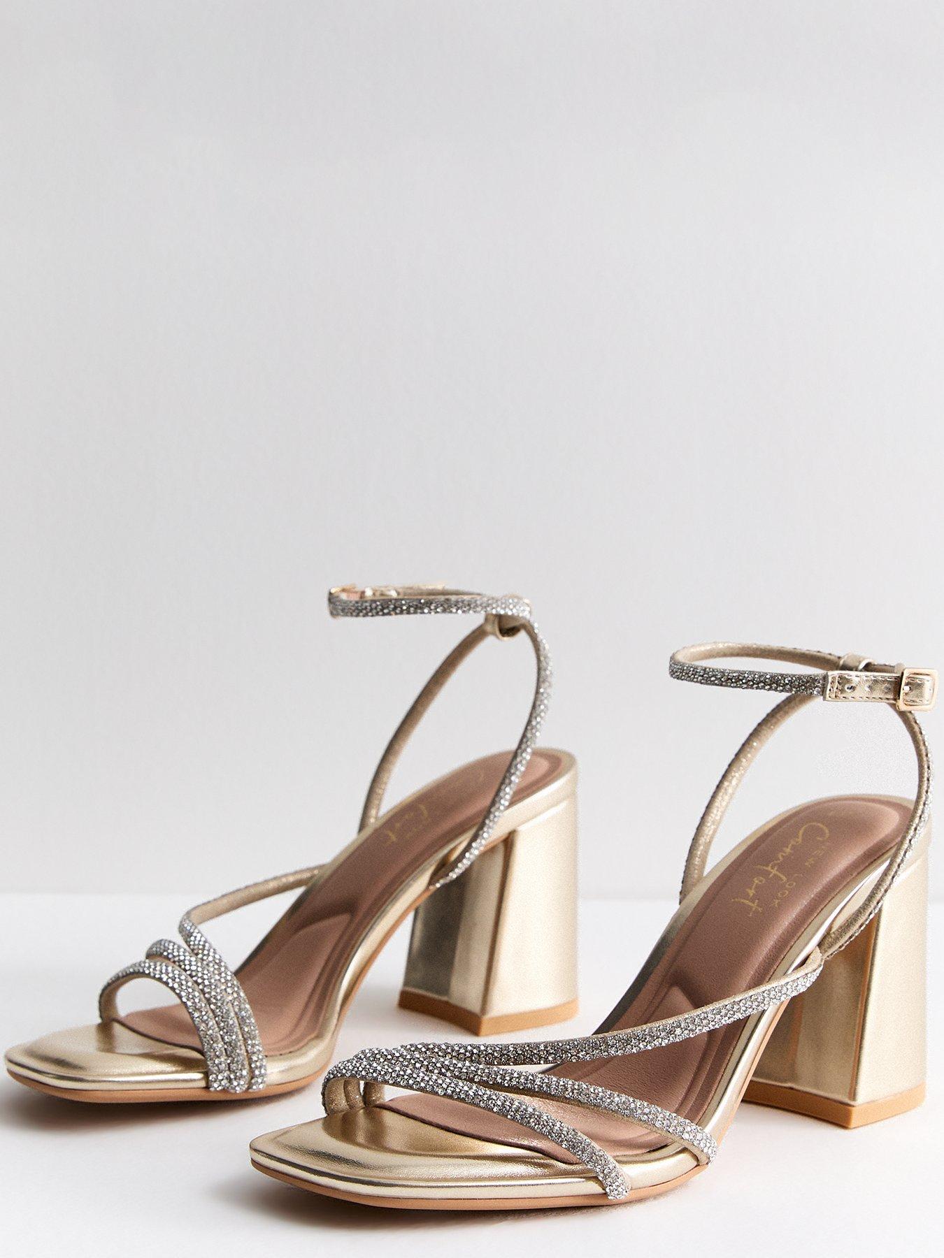 Gold diamante heels online