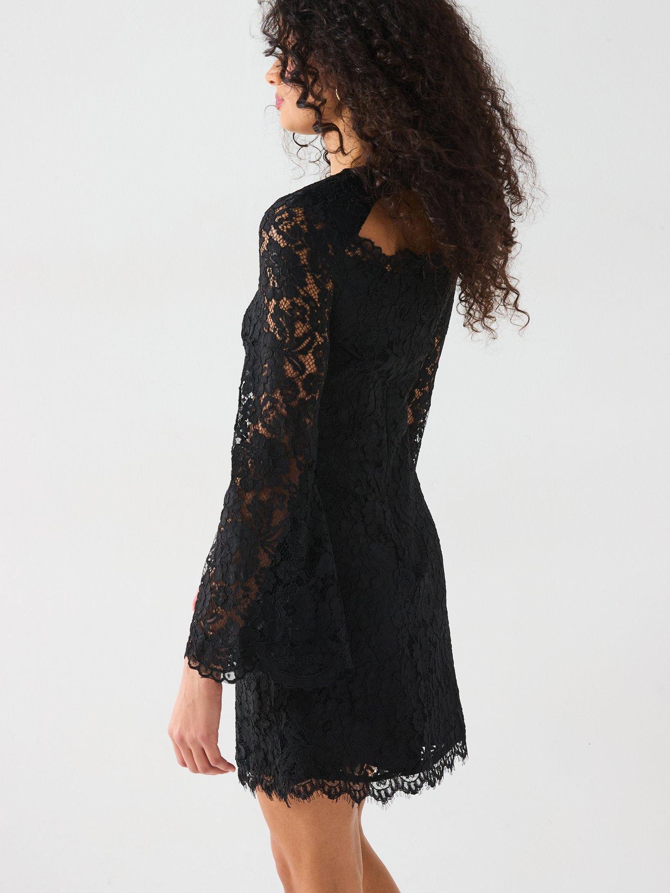 v-by-very-cut-out-lace-skater-blackstillFront