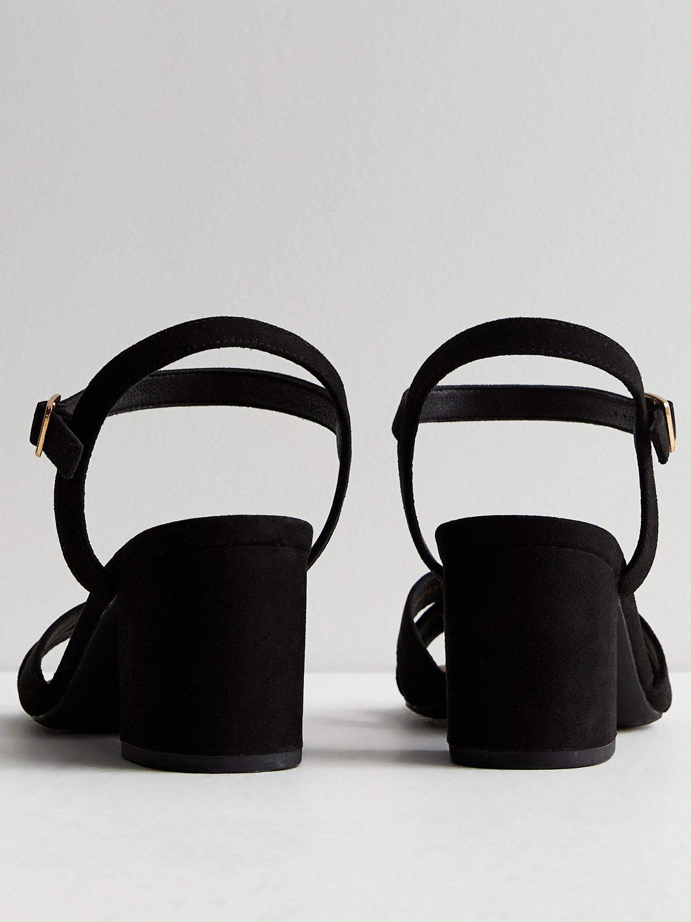 New Look Wide Fit Black Suedette 2 Part Block Heel Sandals | Very Ireland