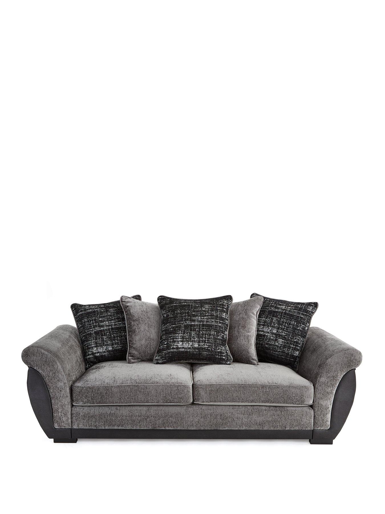 Image 2 of 7 of The Very Collection Lana Fabric/Faux Leather 3 Seater Scatterback Sofa - Grey&nbsp;- FSC Certified