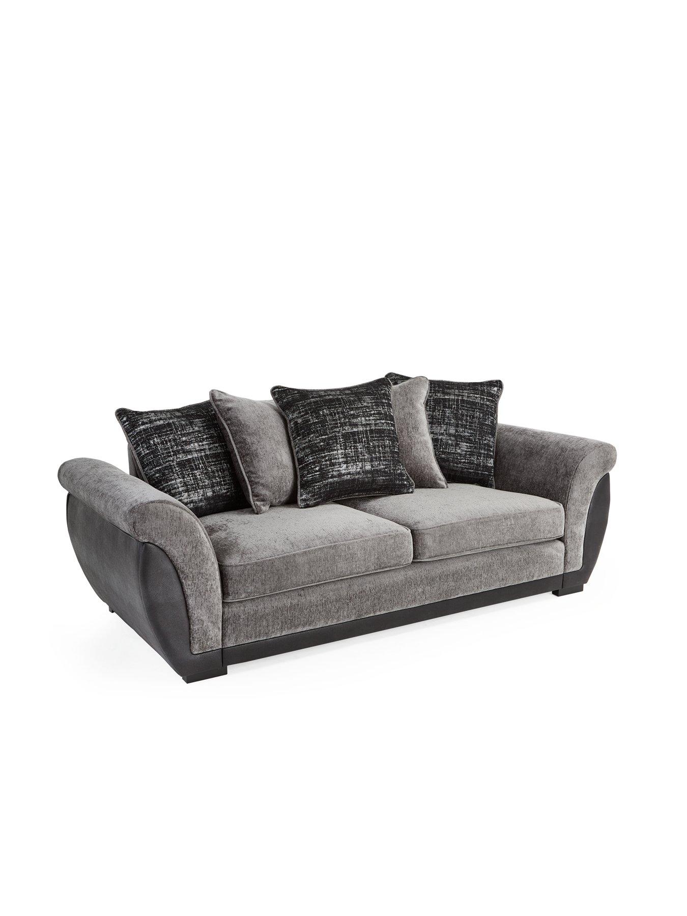 Image 3 of 7 of The Very Collection Lana Fabric/Faux Leather 3 Seater Scatterback Sofa - Grey&nbsp;- FSC Certified