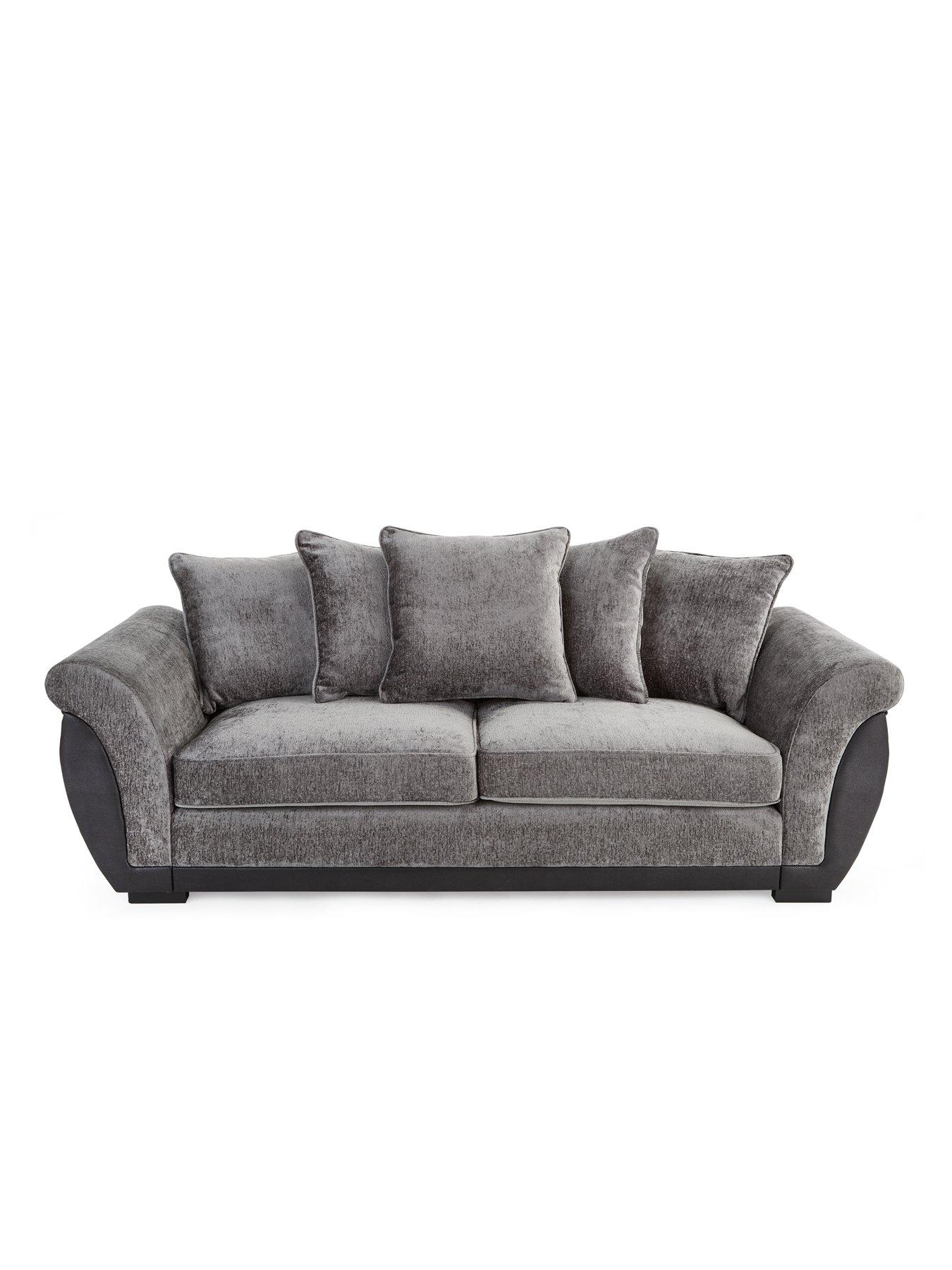 Image 7 of 7 of The Very Collection Lana Fabric/Faux Leather 3 Seater Scatterback Sofa - Grey&nbsp;- FSC Certified