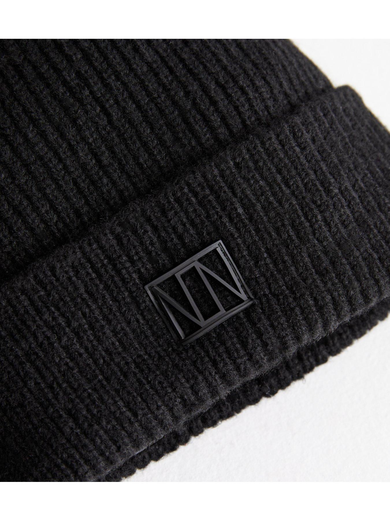 new-look-black-logo-tab-rib-knit-beanie-hatback