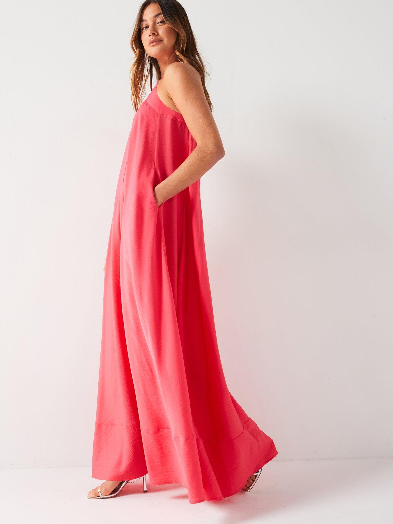 v-by-very-sleeveless-volume-maxi-dress-red