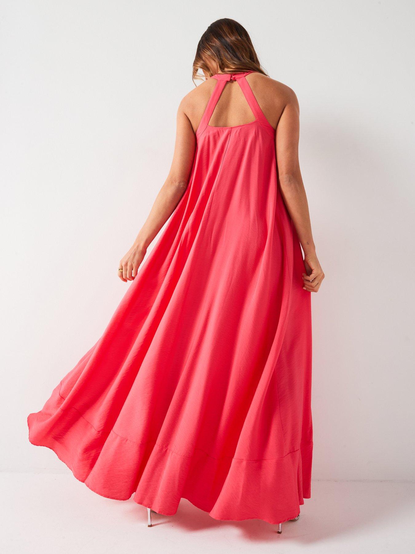 v-by-very-sleeveless-volume-maxi-dress-redstillFront