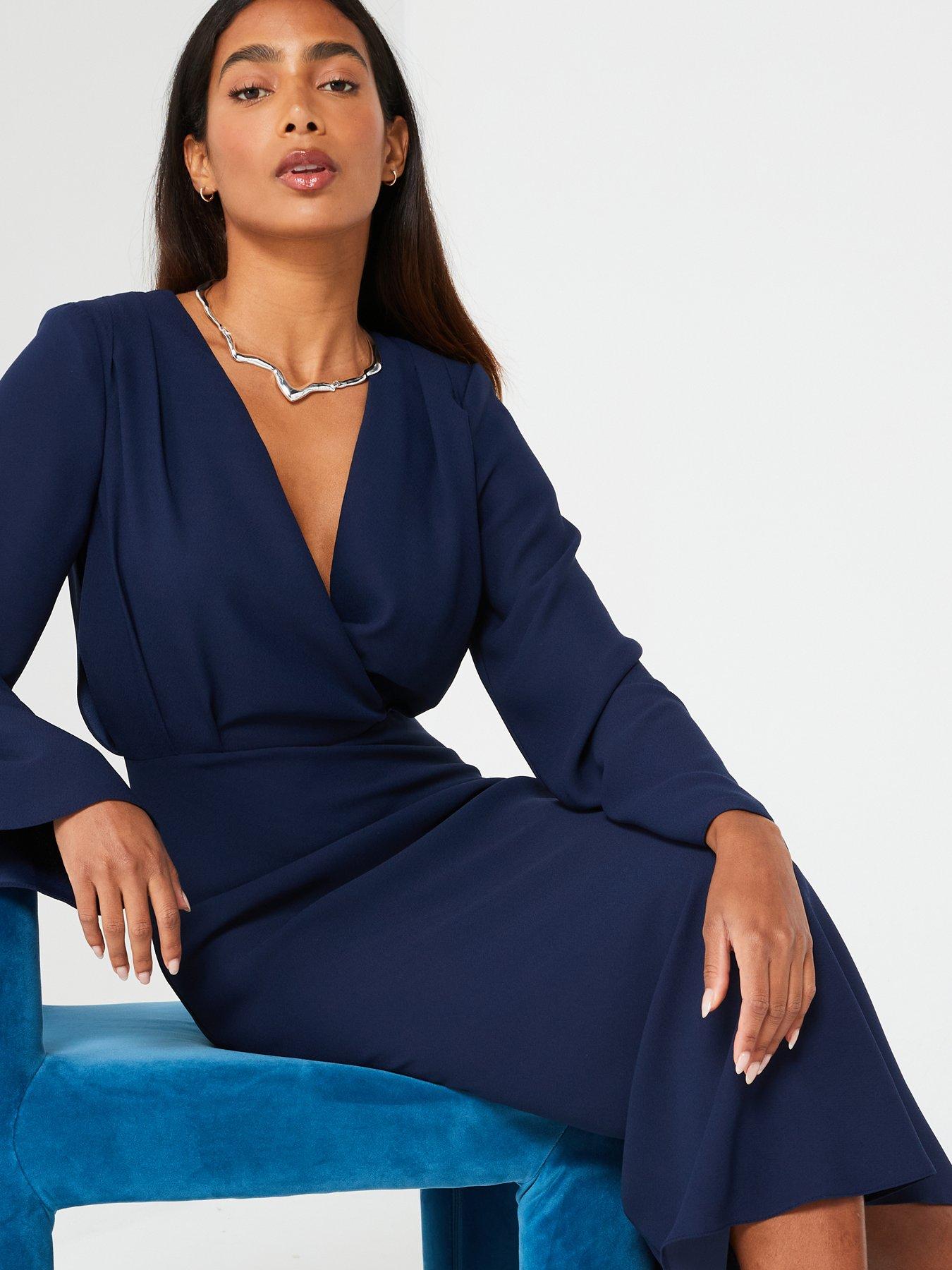 navy midi dress Florida Midi Dress in Mini Navy Polka Dot main image 0