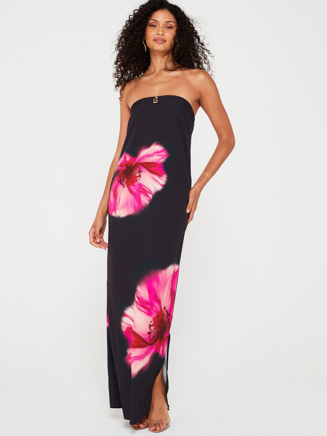 v-by-very-floral-print-bandeau-maxi-dress-blackpink