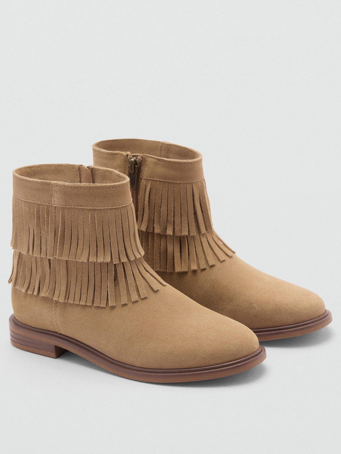 mango-girls-fringe-suede-ankle-boots-beigestillFront