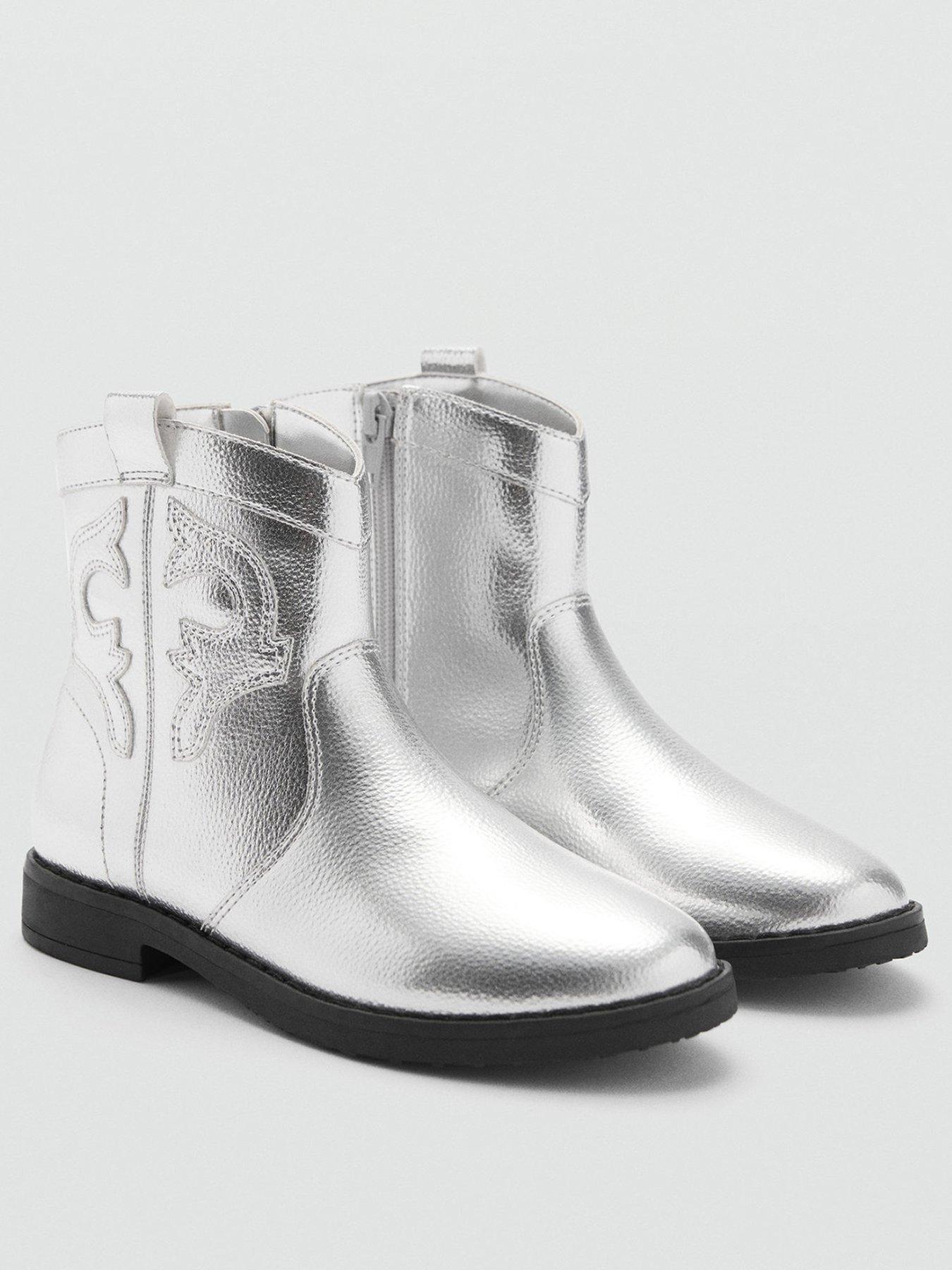 mango-girls-metallic-western-boots-silverstillFront